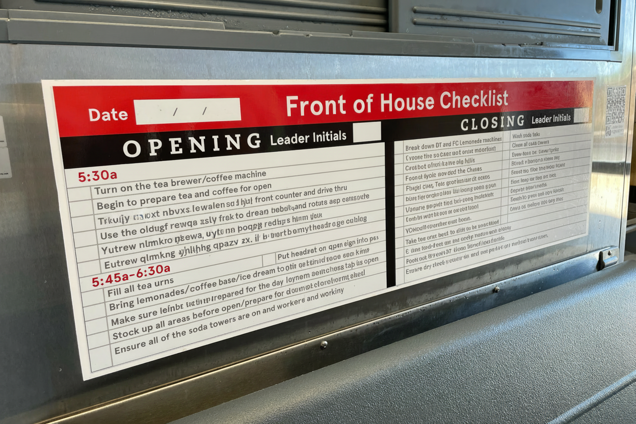 FOH Checklist (Dry Erase)